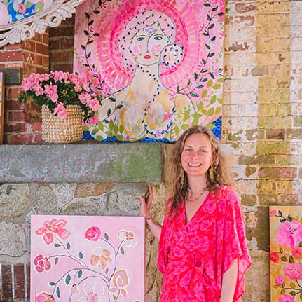 Abstract art painting in bright colors