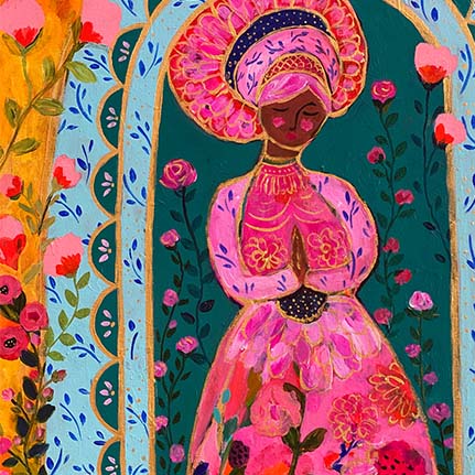 Abstract painting with vibrant color blend